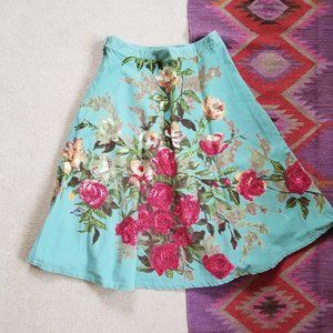 Floral Spring Sequin Skirt (Anthropologie)